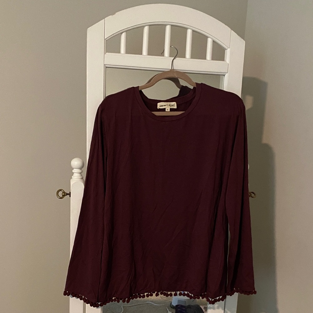 Johnny Was Burgundy Long Sleeve Blouse